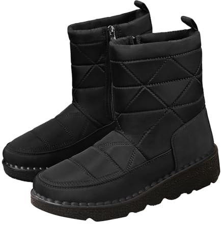 Botas de nieve para mujer, resistentes al agua, ligeras, ligeras, botas de senderismo, cómodas, forradas, botas de nieve, trekking, zapatos cálidos, para senderismo, exteriores, Negro , 40 EU