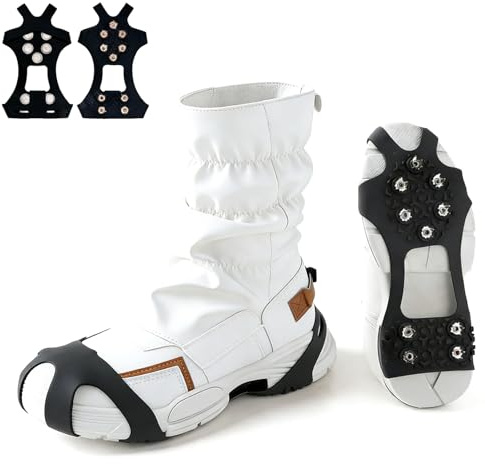 2026 Neu Spikes für Schuhe Winter, Schuhspikes zum überziehen 10 Zähne, Spikes Schuhe gegen Glatteis Steigeisen für Wanderschuhe Outdoor Laufen Wandern für Männer und Frauen