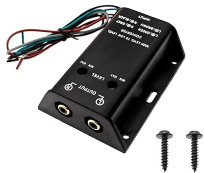 JZK High-Low Adapter, Speaker Wire Input to RCA Output Adapter, 2-Channel Line Output Converter LOC, High to Low Level Adjustable Converter for Car Amplifier, Subwoofer