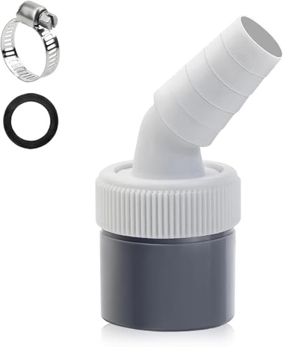 QZKJQDD Waschmaschine Abfluss Adapter DN 40 für den Geschirrspüler, Waschmaschine, Winkel Waschinenanschluss mit Eingangsstutzen von 18-24 mm und Abgang 40mm Rohr mit Schlauchschelle, Rubber Ring