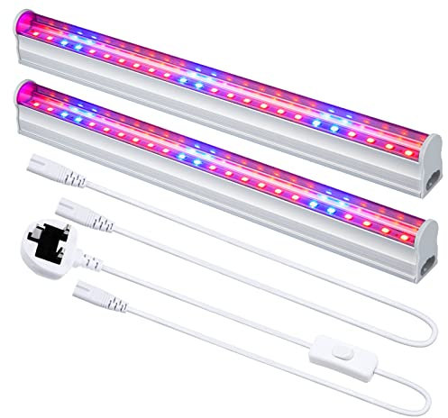 Tekmelau LED Grow Lights Bars for Indoor Plants Grow Lamp with Red/Blue Spectrum Grow Light Strip with Power Switch Wire + Cables for Succulents Seedlings Greenhouse (Pack of 2)