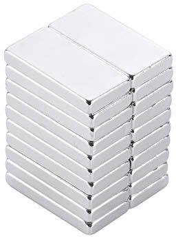 Yizhet 20 Packs 20 * 10 * 2mm Strong Magnets, Flat Bar Magnet for Whiteboard and Fridge, Neodymium for DIY, Crafts, Kitchen, Office