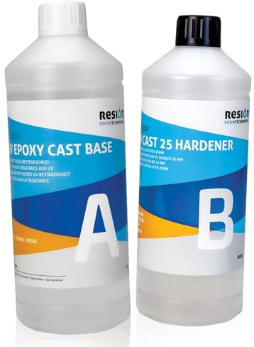 Epoxidharz mit Härter, UV-Blocker, kristallin | 1,6 kg | Set aus Kunstharz zum Gießen