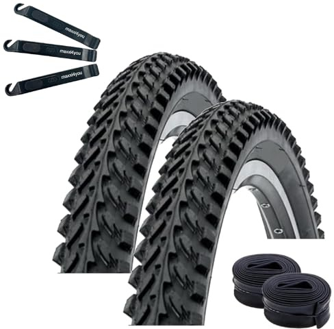 Angebot-Set / 2 x Kenda K-898 20 MTB Fahrradreifen Schwarz 50-406 (20 x 2.00) + 2 passende Schläuche DV inkl. maxxi4you Reifenheber