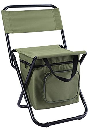BEDSETS Rucksack Stuhl Faltbar Campingstuhl hocker Mit kühltasche, Multifunktions-Angelrucksack Stuhl, tragbarer Wandercampinghocker,Picknicktasche Rucksackhocker (Grün)