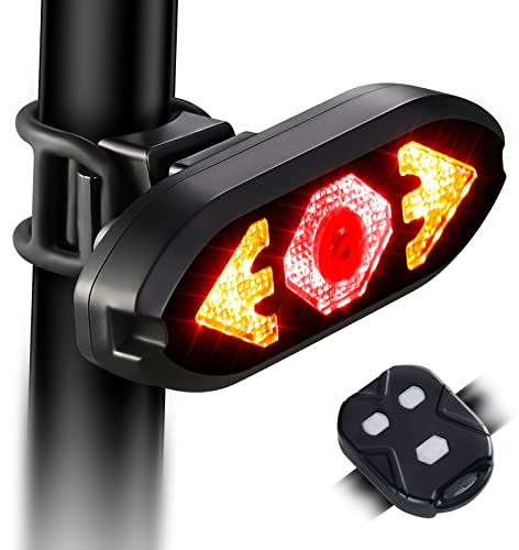MOMIMO Luz trasera para bicicleta con intermitentes, mando a distancia inalámbrico, impermeable, luz trasera para bicicleta, recargable por USB, ultrabrillante, luz trasera para ciclismo