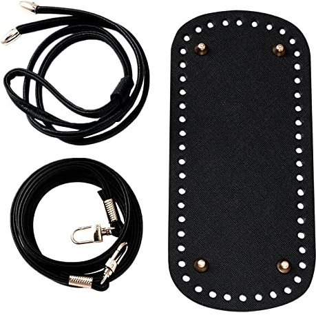 CHGCRAFT Taschenboden Zum Häkeln Leder Tasche Taschenboden Oval Leder Schulterriemen für Handgefertigte Handtasche DIY Taschen Zubehör 20.2x8.2cm