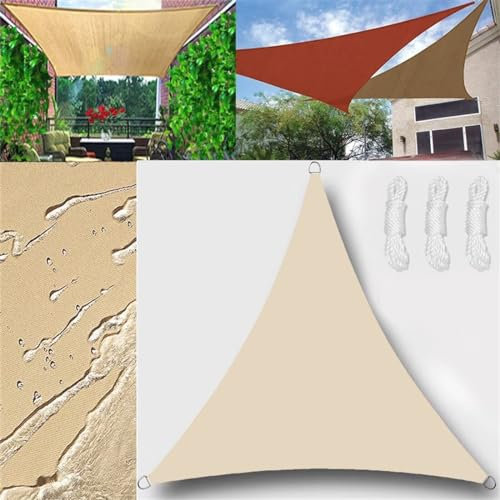 Tenda da Sole Tenda a Vela Impermeabile Rettangolo Quadrato Triangolare Tendalino 1.6x1.6x1.6m Tenda da Sole Telo Parasole Ombreggiante per Esterno Terrazzo Balcone Giardino Bianco Crema