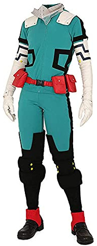 My Hero Academia Cosplay Kostüm, MHA Midoriya Izuku Kampfanzug Todoroki Shouto Gymnastik Uniformen Komplettes Set Trainingsanzug, Anime Cosplay Jumpsuit für Männer Würmer (L, Midoriya Izuku)