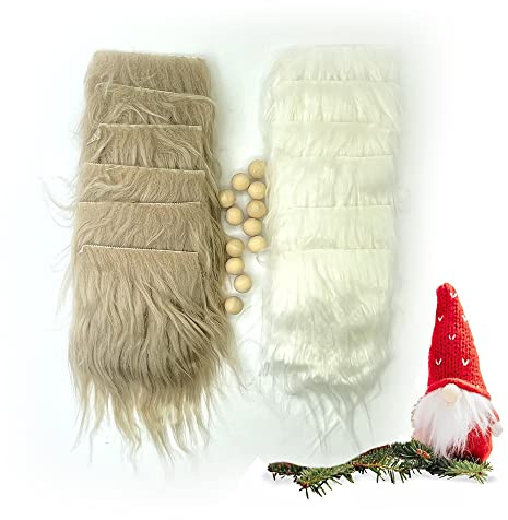 12 pezzi Barba Finta Soffice da Gnomo Pretagliata Tagliato Gnomo Barba Bianca Sintetica con Barba Nana Pelliccia Bianco nero kaki grigio scuro Accessori per feste di Natale tecnicafai da te (Colore B)