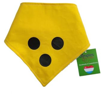 Dimples Hundehalstuch für Blindenhund - Gelb mit 3 schwarzen Punkten - Bitte Hund Nicht anfassen - Blinder Hund -Warn Halstuch für kleine mittlere und Grosse Hunde 25cm