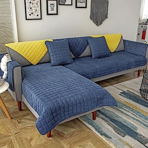 uyeoco Samt-Sofabezug Ecksofa l Form Sofa Überzug Couchbezug Sofa/Couch Wurfdecke Eckcouch 3/2 Sitzer Sofaschutz Schonbezug Sofaschoner Sofabezüge rutschfest Hund Katze (Color : #12, Size : 90x160cm)
