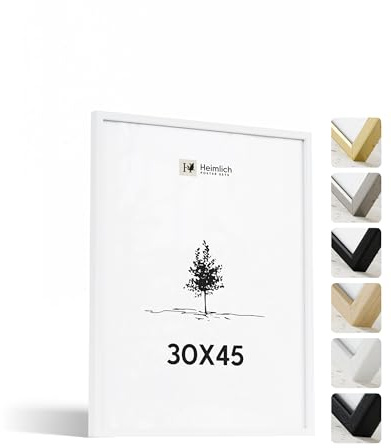 Heimlich Fotorahmen aus massivem Ayous-Holz – 30 x 45 cm, Weiß | Heimlich® – Robuste Kleine Posterrahmen Aus Holz – Nur Wandhalterung