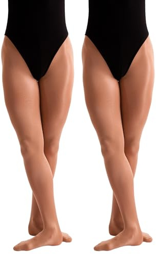 Silky Dance 2 Pairs Dance Shimmer Footed Tights 60 Denier Performance Shiny Tights Multipack For Girls Kids Ladies Adults Womens in Toast and Light Toast
