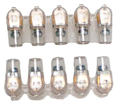 10 Morsetti Elettrici Unipolari A Cappuccio Trasparenti 2,5 mm², 2 Stecche da 5 Morsetti, Sezione 2,5 mmq, Connettori per Cablaggi Domestici e Professionali
