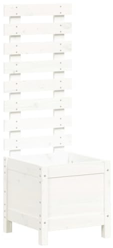 vidaXL Pflanzkübel, Blumenkübel mit Rankhilfe, Pflanzkasten Pflanzgefäß für Garten Terrasse, Blumentopf Blumenkasten, Weiß 39x39,5x114 cm Massivholz Kiefer