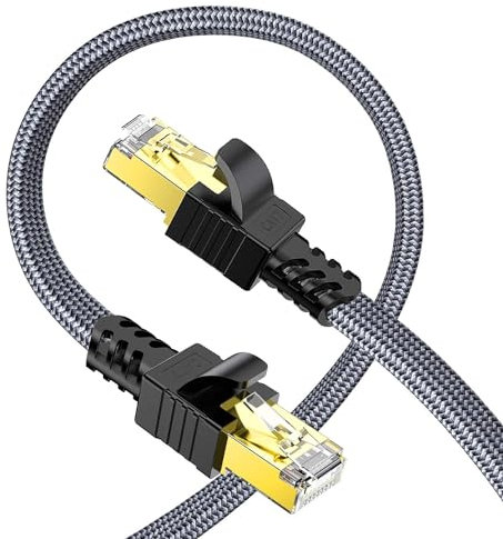 Snowkids Cat 7 Câble Ethernet 0.5m, Haute Vitesse Réseau 10Gbit/s 600MHz Plat Nylon Patch Câble STP LAN Câble Ethernet RJ45 Compatible avec Routeur Modem Switch TV Box PC PS-3/4/5 Consoles de Jeux