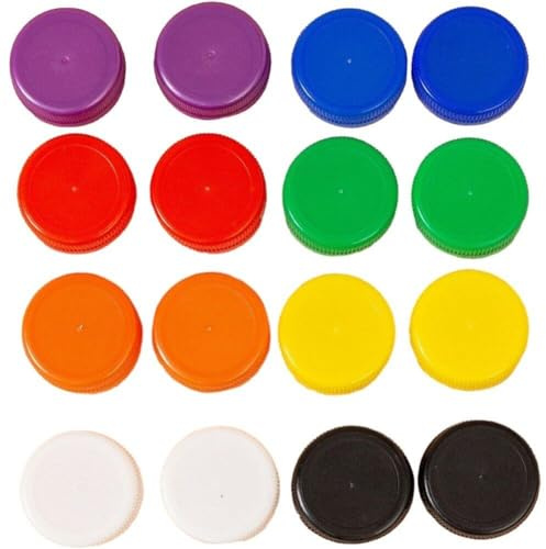 Bemvp 100 Uds. Tapas De Botellas De Plástico, Pegatinas Coloridas para Botellas Artesanales, Tapas Decorativas para Botellas DIY para Proyectos De Manualidades Infantiles, Álbumes De Recortes