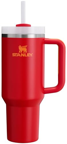 Stanley Quencher H2.0 FlowState Vakuumisolierter Becher aus Edelstahl mit Deckel und Strohhalm für Wasser, Eistee oder Kaffee, Smoothie und mehr, Chili, 1,2 l
