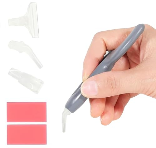 CharySim Ergonomischer Diamond Painting Stifte Set Dimond Art Zubehör Stift Kit mit Plastik-stiftspitze Diamant Painting Kleber Wachs Erwachsene Basteln Art Craft Kit Grau