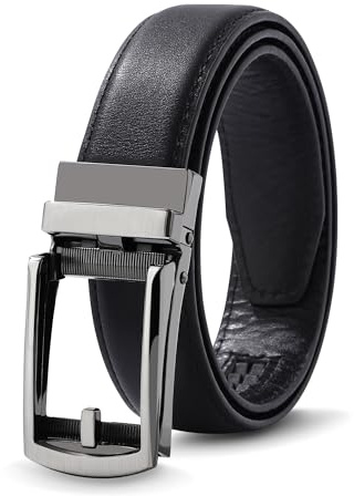 WELROG Kids Leather Ratchet Belt - Boys Black & Brown Belt with Metal Buckle for Age 6-16 School Uniform