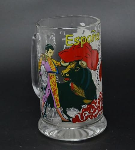 Aries boutique BICCHIERE DI PINTA SPAGNA - Bicchiere da pinta di souvenir di Spagna, Fenicottero, Vita Marina, Cocktail e Sole. Ricordo spagnolo.