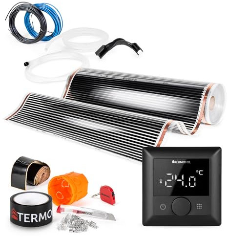 Termofol Riscaldamento Elettrico a Pavimento Set - Kit con Termostato H5, Potenza 140W/m² - 10 m² - Ausiliario