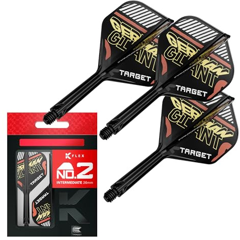 TARGET Darts Gabriel Clemens K Flex Flights und Shaft System, No.2 (Intermediate, 26mm) | Packung mit 3 Kflex All In One Flights, Player Edition Darts Zubehör | K-Flex Dart Schaft