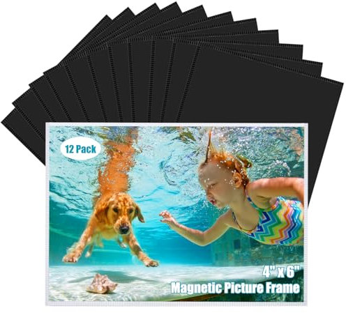 TESSTSY 12 Stück Magnet Bilderrahmen, 10 x 15cm Magnetische Bilderrahmen, Bilderrahmens Magnetisch, Magnetische Fototaschen, Magnetrahmen Fotorahmen, für Kühlschrank, Spind
