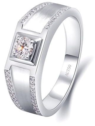 Wycian Verlobungsring Platin, Trauringe In Weißgold 14K Moissanit Weißgold 0.5CT 5mm Weiß Runde Form mit Moissanit Weiß Größe 47 (15.0) Damen Valentinstag