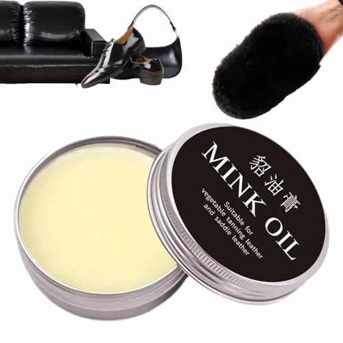 Leather Care Balm,Natural Leather Recoloring Balm With Mink Oil,with Polishing Gloves,Restoring And Refurbishing Conditioning Cream For Bags,Leather Furniture,Shoes,Car Seats (50g)