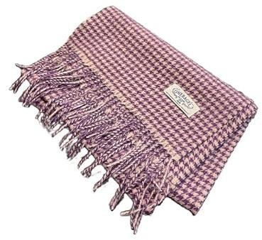 YsRoad Schal Kariert Damen - Weiches Wolle Warmer Winter-Schal Kariert Mit Fransen 180x32cm Schwarz Khaki Lila Blau