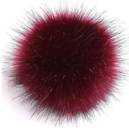 Nocyclonic Fellbommel für Mützen, 12cm Abnehmbare Mützenbommel, mit Druckknöpfen Bommel für Mützen, Passendes Nähset, für Mützen, Stricken, Schals (5PCS,T)