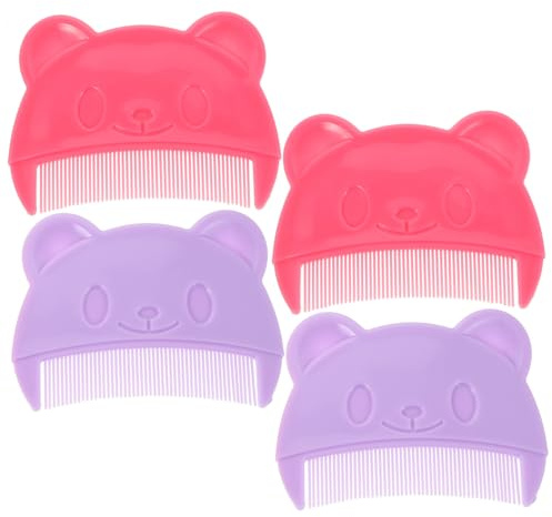 SUPVOX 4pcs Bear Shaped Comb Plastic Cute Cradle Cap Comb for Boy Girl Newborn Scalp Brush Hair Care for Home and Travel Use