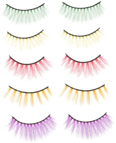 HAMPPLIES 5 paires Faux Cils Colorés Naturels Faux Cils Réutilisables et Effet Naturel