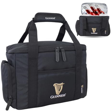 Guinness Cooler Bag 16L – Large Insulated Leakproof Lunch Bag | Multi-Pocket Thermal Cooler with Carry Handle & Bottle Holders | Ideal for Picnic, Camping, Travel, BBQ & Beach