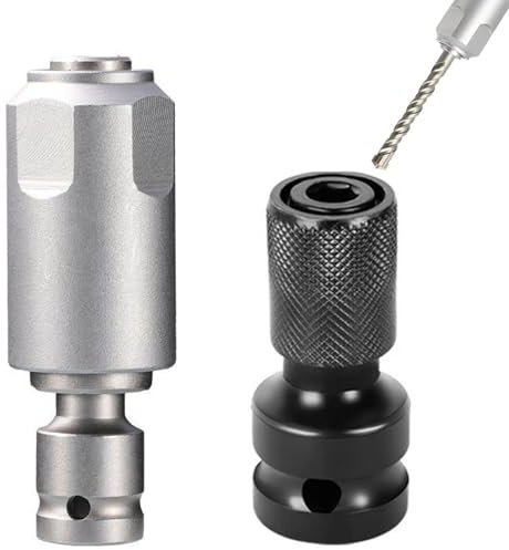 2 adaptadores para convertir llaves de impacto a martillos eléctricos, accesorios que se convierten en SDS-Plus, adaptador de broca de impacto de 1/2 a 1/4 pulgadas, para uso con taladro/llave de
