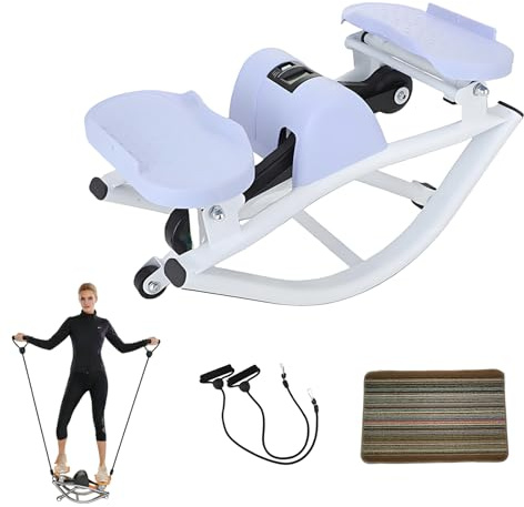 Lhanel Rock Stepper with Digital Display, Lateral Stepper with Resistance Band ＆Anti-Slip Mat, Low-Impact Compact Side Rocking Fitness Stepper for Exercise at Home (Purple)