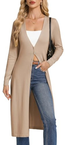 GRACE KARIN Women‘s Long-Sleeve V-Neck Long Cardigan Spring Lightweight Cardigans