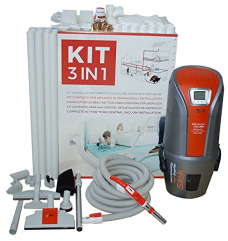 Set aspirapolvere centrale VAC Digital 1.6 con tubo di aspirazione da 8 m, con regolazione elettronica della potenza di aspirazione, tubo di aspirazione da 15 m, 3 prese di aspirazione, ecc.
