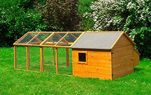 Beauty.Scouts Outdoor Dino Collection Kleintierstall Bunny, Kiefer, 304 x 116 x 103 cm, inkl. Auslauf, Hühnerstall, Kaninchenstall, Meerschweinchenstall, Kleintiergehege, Kleintierhaus, Garten