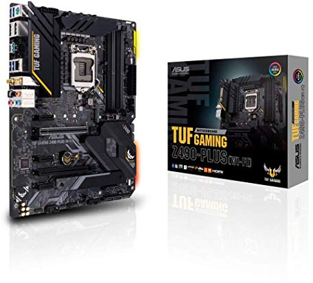 ASUS TUF Gaming Z490-Plus (Wi-Fi) Mainboard LGA 1200 (ATX, Intel Z490, WiFi 6, USB 3.2 Gen2, Thunderbolt-3, M.2-Kühler ,Aura Sync)