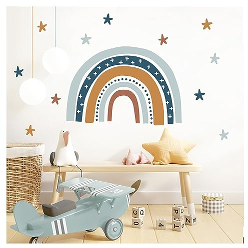 Little Deco Wandsticker Regenbogen mit Sterne Wandtattoo für Kinderzimmer Wandaufkleber Babyzimmer Deko DL930-1