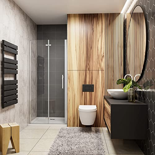 Box Doccia Per Nicchia Porta Pieghevole e Battente 120x185 cm Due Ante in Vetro Temperato Trasparente Anticalcare Da 6 mm Cromo Lucido