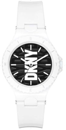 DKNY Damenuhren Chambers, QuarzDreizeiger Uhrwerk, 36MM Weißes Nylongehäuse mit PolyurethanArmband, NY6657