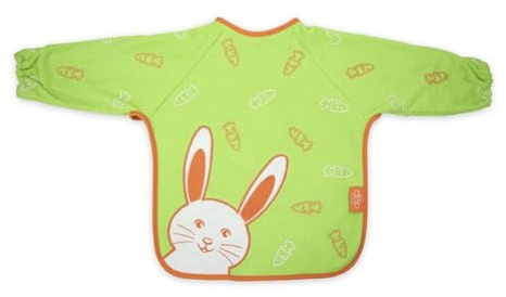 dBb Remond Baby-Lätzchen mit langen Ärmeln, Baumwolle, gefüttert mit EVA-Kunststoff, wasserdicht, Klettverschluss an den Ärmeln, Uni, Motiv Hase