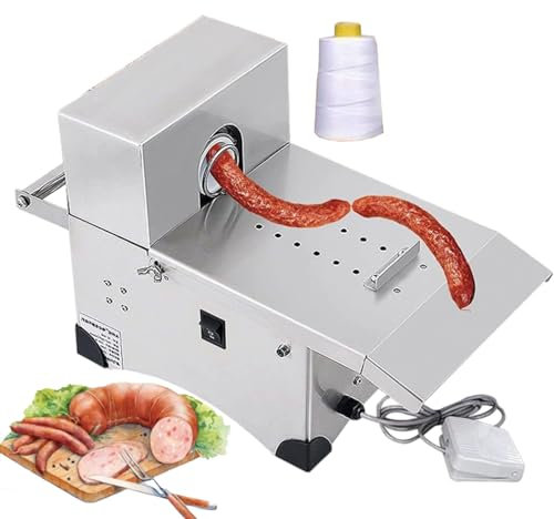 forplubossmmp Electric Sausage Knotting Tying Machine, Commercial Sausage Knotting Maker, Foot Pedal Operable, Length Adjustable, Automatic Thread Binding, Hot Dog Sausage Twisting Knotter