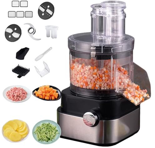 GYQSSD Cortador De Verduras Eléctrico 5 En 1, Picador De Frutas Y Alimentos, Cortador De Cebolla En Espiral con Cuchillas De 6/8/10/12/15 Mm, para Cebollas, Patatas, Zanahorias, Pepino