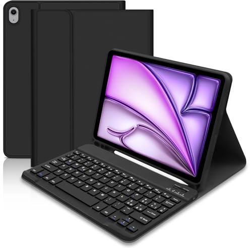 Hofsos Tastiera Custodia per iPad Air 11Pollici M2 2024/M3 2025, Italiano QWERTY Rimovibile Bluetooth Tastiera, Custodia con Supporto Pencil per iPad Air 5/4 10.9”, Nero