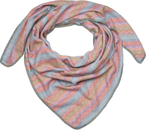 styleBREAKER Damen XXL Dreieckstuch mit Zick-Zack Webmuster, mehrfarbiges Dreiecktuch, Schal weich und warm 01020051, Farbe:Türkis-Flieder-Orange